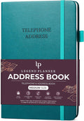 Legend Planner Address Book with Alphabetical Tabs –Telephone Contacts Book for Phone Numbers, Addresses, Passwords, Medium (Dark Teal)