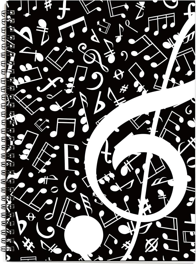 MAXCURY Blank Sheet Music Composition Manuscript Staff Paper Art Music Notebook Black 100 Pages 26x19cm