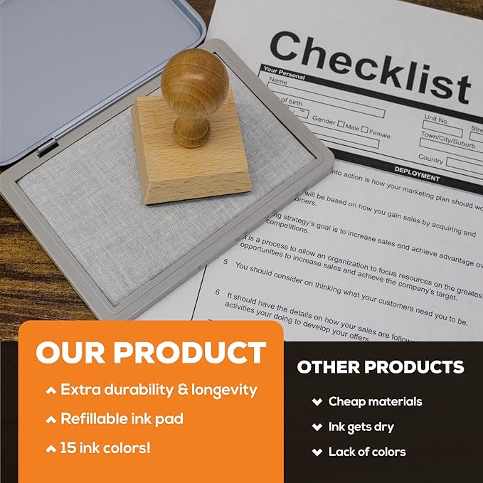 Metal Case Stamp Pad Medium Size, Sky Blue Color - Size: 3" x 4" - Choose from 15 Ink Colors