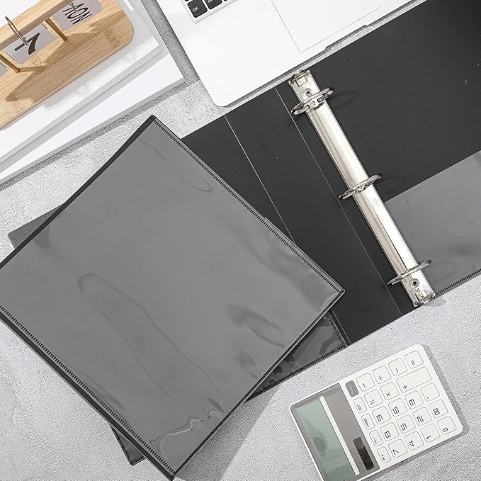 Henoyso 12 Pcs 3 Ring 2 Inch Binders Fits 8.5 x 11 Inch Letter Size Paper, Plastic Black Flexible Binders with View Cover and 2 Pockets, 375 Sheets Capacity for Office School