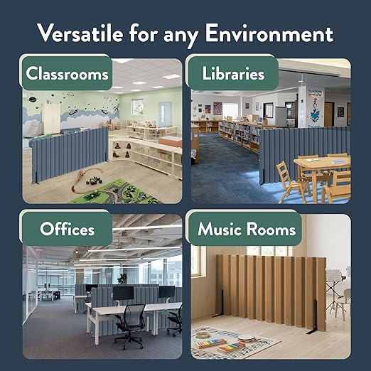 Angeles, Quiet Divider with Sound Sponge 48" x 6' Wall in Natural Tan, Free-Standing Classroom Partition for Enhanced Classroom Productivity and Noise Reduction