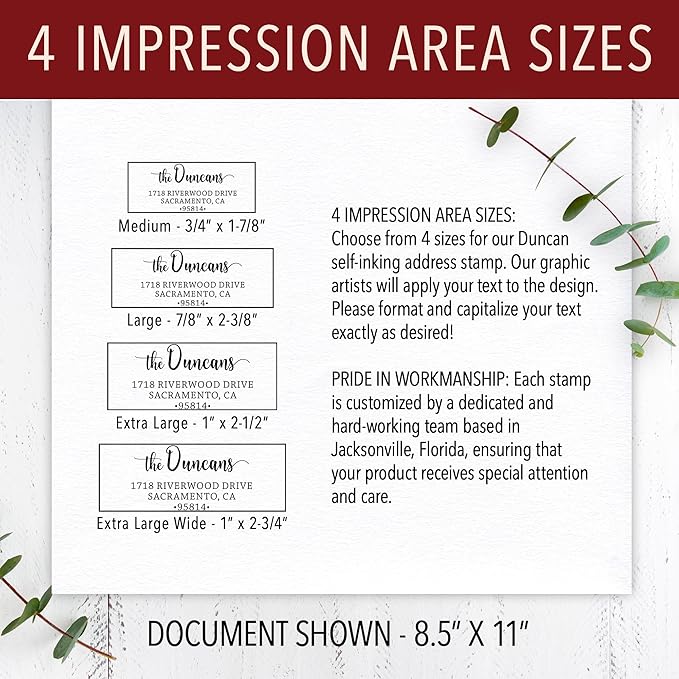 The Duncans Personalized Self-Inking Address Stamp | Envelope Return Address Stamp for Couples and Families | Custom Rubber Address Stamp (1, Medium)