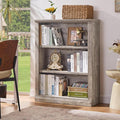 RWYHG 43" Grey Tall Bookshelf,3-Tier Thick Wooden Book Shelf with Adjustable Shelves,Free Standing Farmhouse Bookcase with Open Display Storage,Floor Vintage Bookshelves for Living Room,Office