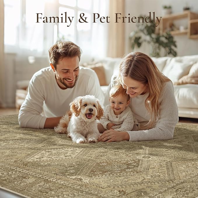 GENIMO Runner Rug 2x10 Non Slip Machine Washable Hallway Runner Rug, Low Pile Lightweight Rugs for Entryway, Hallway, Kitchen and Corridor, Tan Brown