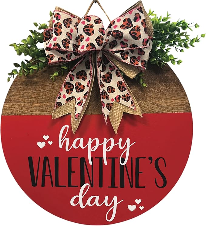 Wood front door sign Wood sign Home decor Welcome sign Sign for front door House warming gift Wedding gift (Happy Valentine's Day(UV014(A60) S005), 15" Width)