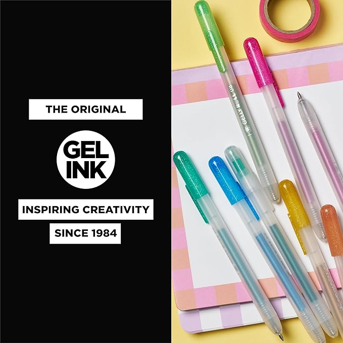 SAKURA Gelly Roll Retractable Gel Pens Colored - Assorted Gel Color Pens with Different Effects - 08 Medium Point Ink Pen for Journaling, Art, or Drawing - 1 Pen Case - Assorted Colored Ink - 24 Pens