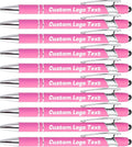 HEYZARDA Personalized Pens with Name Text Logo Custom Ballpoint Pen for Business Office Events with Stylus for Touchscreen 100 Pcs Rose