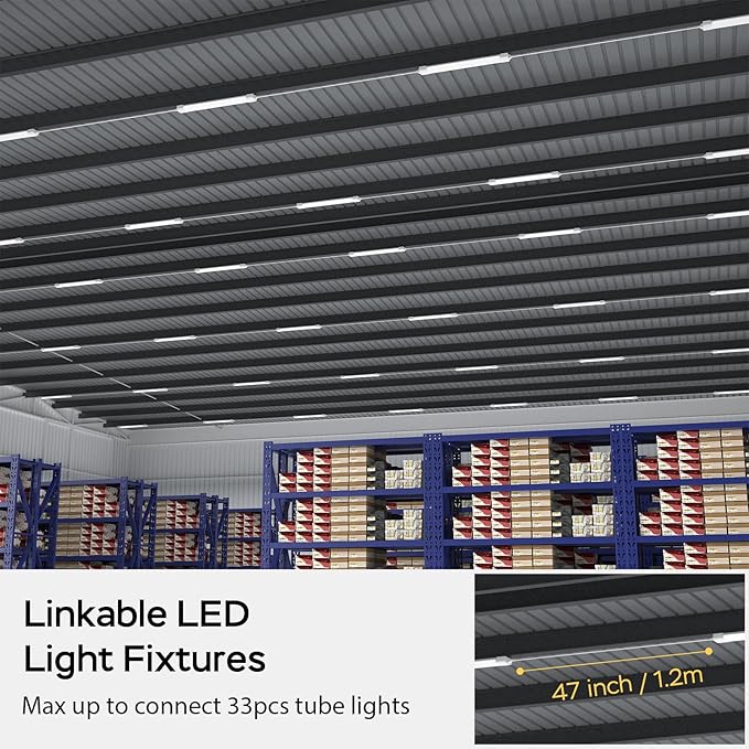 Modlicht LED Shop Light Fixture, 2FT Linkable 18W Plug in Wall Light, 5000K Closet Light for Workbench Kitchen Basement, Under Cabinet Lighting, LED Tube Light Fixture with Plug, Triproof, White