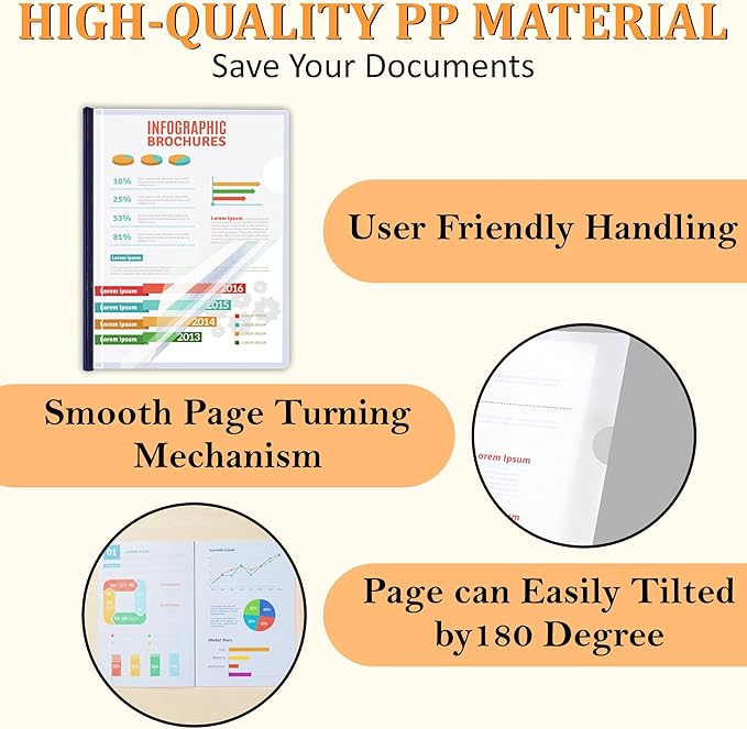 10 Pack Report Covers with Sliding Bar - Clear Plastic Presentation Folders for A4 & Letter Size Paper, 70 Sheet Capacity File Document Binder for School, Office, Resume & Business Use