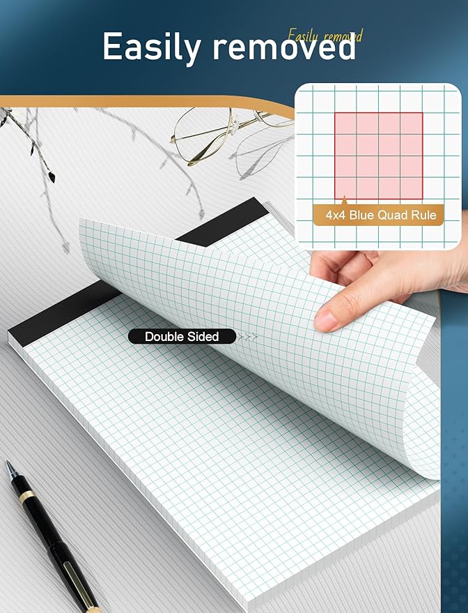 Zaviko Graph Paper Notebook 8.5 x 11, 36 Pack Grid Paper Notebook, 8-1/2" x 11" Graph Paper Pad, 4" x 4" Graph Ruled Drafting Paper, White 70 GSM Quad Ruled Blueprint Paper, 30 Sheets Note Pads