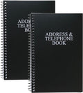 Iconikal Address and Telephone Book, Black, 8 x 5 inches, 2-Pack