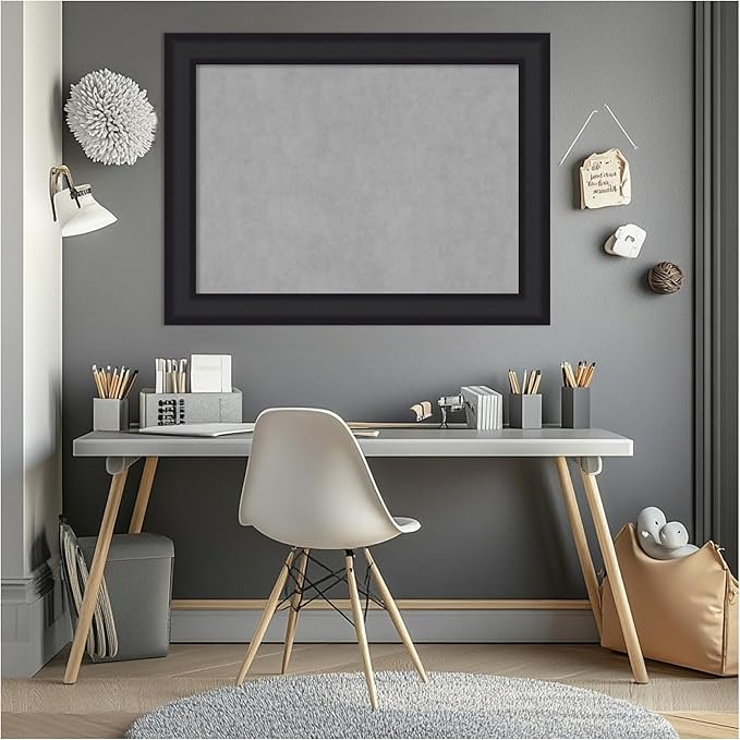 Amanti Art Black Framed Magnetic Board 25x33 Medium Vision Board for use with Magnets, 100% Metal Sheet to Display Items as Office Decor or for Home Organization in mudroom, Kitchen or Kids Room
