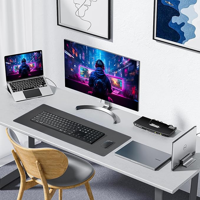 ALOANES Waterproof Mouse Pad with Durable Stitched Edge, XXXL gaming Keyboard Pad, Non-Slip Rubber Base Mouse Mat, Extended Desk pad for Gamer, Office & Home, Dark Gray Mousepad 35.4''x 15.7''x 0.12''