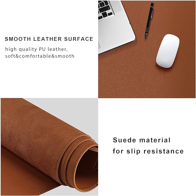 ZORESYN Conference Table Pads (66.9" x 27.6") - PU Leather Extended Large Mousepad Desk Mat - Nonslip Base and Waterproof Desktop Writing Pad Mouse Mat (Light Brown)