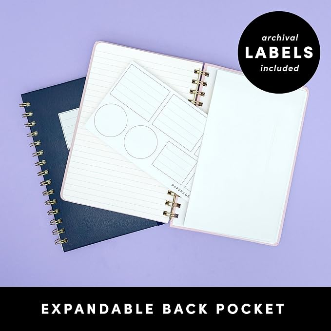 PAPERAGE Lined Spiral Journal Notebook, (Navy), 3 Pack, 160 Pages, Medium 5.7 inches x 8 inches - 100 GSM Thick Paper, Hardcover, Double-Wire Spiral Journal & Notebook
