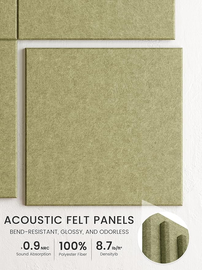 Bumusty Large Cork Board 36"x24" Alternative - 6 Pack Felt Wall Tiles with 40 Safe Removable Adhesive Tabs, 30 Pushpins, Cork Boards for Walls Pin Board Bulletin Board Office Decor (Olive Green)
