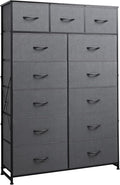 WLIVE Storage Organizer Unit with 13 Fabric Bins, Storage Drawers Organizer with Steel Frame, Tall Storage Tower Organizaton for Living Room, Hallway, Office, Dark Grey