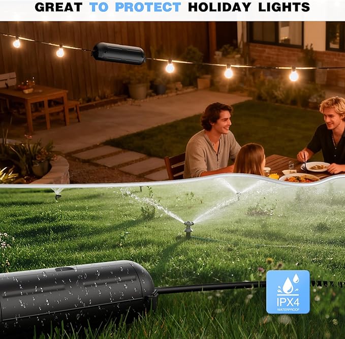 Flemoon [6 Pack] Outdoor Extension Cord Safety Cover with Waterproof Seal, Weatherproof Electrical Connection Box to Protect Outdoor Outlet, Plug, Socket, Christmas Holiday Decoration Light, Black