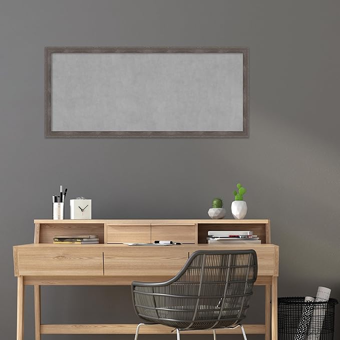 Amanti Art Grey Framed Magnetic Board 23x51 Oversize Vision Board for use with Magnets, 100% Metal Sheet to Display Items as Office Decor or for Home Organization in mudroom, Kitchen or Kids Room