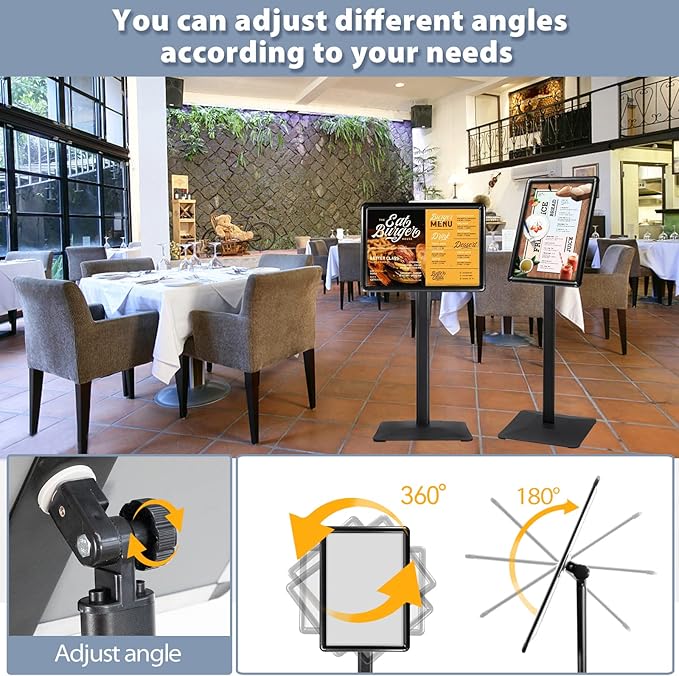 STANDNEE Heavy-Duty 8.5x11 in Floor Stand Holder, Poster Display With PVC Sheet & Heavy-Duty Pedestal, Aluminum Standing Sign, Black (3 Packs)
