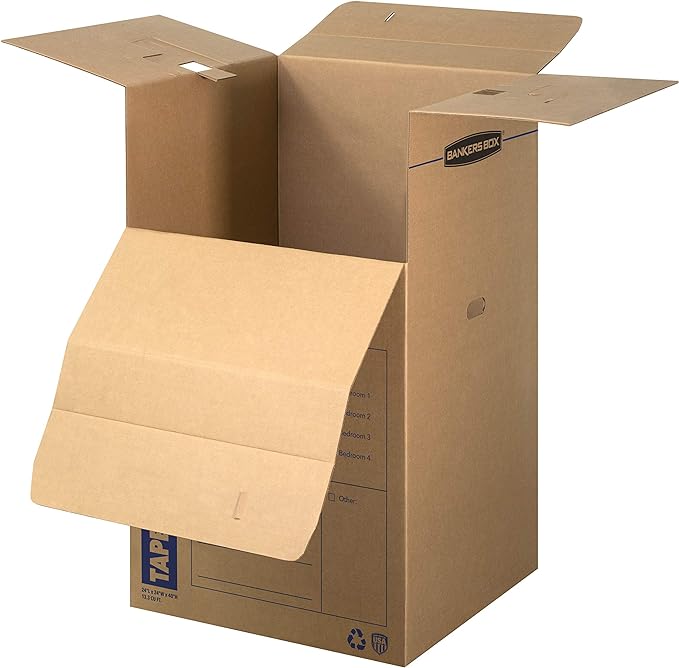 Bankers Box Tall Wardrobe Box 3 Pack, Tape-Free Design, 24" x 24"x 40"(7710501)