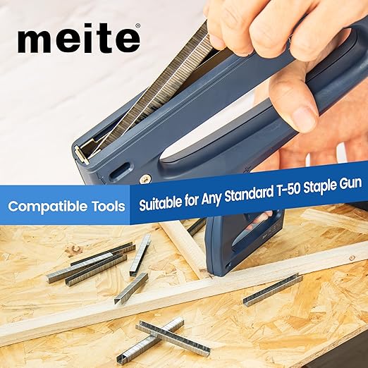 meite T-50 Stainless Steel Staples Marine, 1/4 Inch Heavy Duty Staples for Staple Gun - 1512 Counts, 20 Gauge 3/8 Inch Crown T-50 Upholstery Staple for Marine Applications