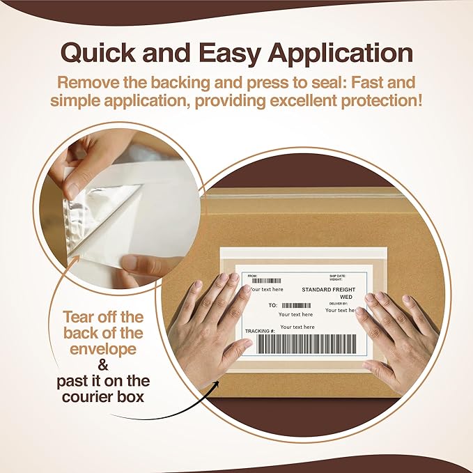 6x10 Packing Slip Pouches 300 Pack- Strong Adhesive Back for Secure Package Labelling, Protects Documents - Packing List Envelopes for Mailing and Packaging -WaterProof and Durable