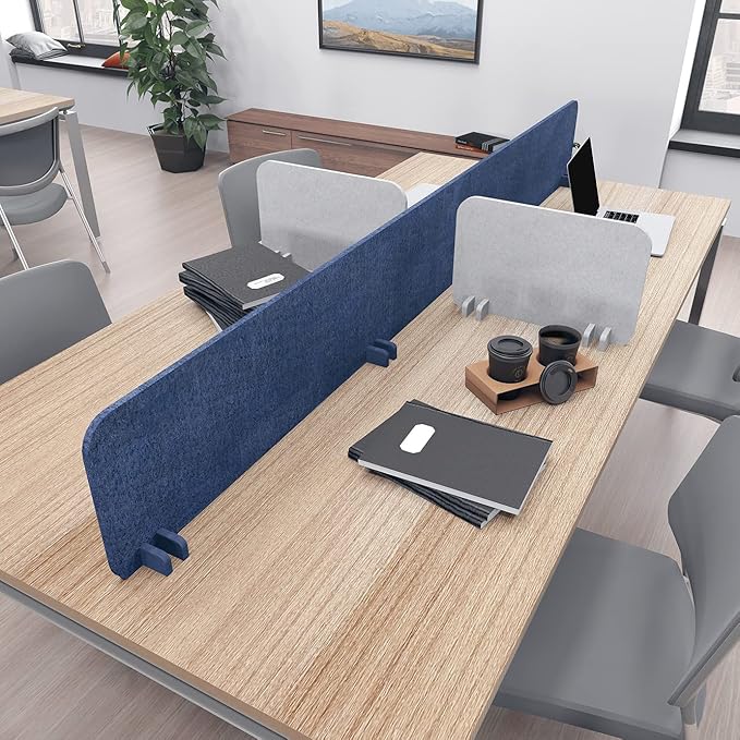 Escape 12" Freestanding Desk Divider | Eco-Friendly Acoustic Privacy Screen | Noise Reducing Desk Partition | 23" Wide | Sky Blue