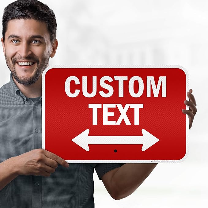 Custom Arrow,Custom Directional Sign, Two way Arrow,12x18 Inches, 3M EGP Reflective, Rust Free .063 Aluminum, Fade Resistant, Made in USA by My Sign Center