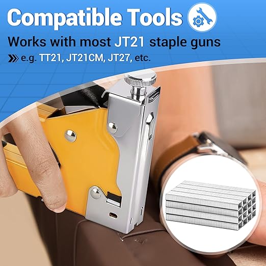 meite JT21 Staples, 5/16 Inch Galvanized Fine Wire Staples for Staple Gun - 7/16" Crown JT21 Staple Refill, Ideal for Upholstery, Crafts, Furniture (1 Case)