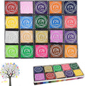 GTLZLZ Ink Pads for Kids, 20 Colors Craft Ink Pad, Washable Finger Ink Pads for Stamps, Paper, Scrapbooking, Wood Fabric