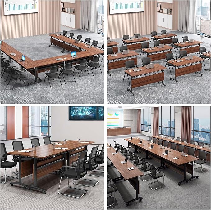 czxhaery Conference Room Table,Flip Top Conference Table The Folding Conference Table with Silent Wheels is Convenient and Fast,Mobile Training Table (4pack 120 * 60 * 75)