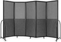 Folding Room Partition,Freestanding Privacy Divider,Portable Office Divider Wall,Commercial Space Partition Screen,Perforated Felt Panel Design,10'6"W x 6'7"H,5 Panel,Dark Grey