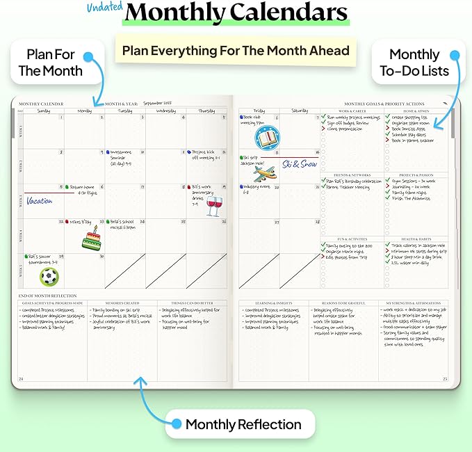 Roterunner Purpose Planner Notebook B5 7.5”x9.8” Undated 2026 Daily Weekly and Monthly Productivity Goal Setting Tool for Work Home ADHD Planner for Adults Self Care Journal (Purple Hardcover)