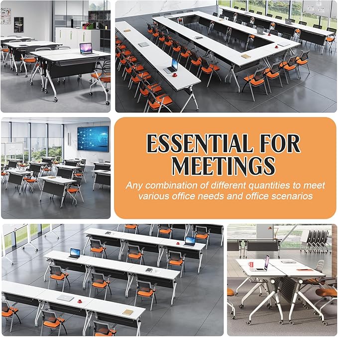Conference Table,55.1''Folding Conference Room Table for 4-12 People,Mobile Flip Top MeetingTraining Table with Different Coulor and Styles for Offices, Classrooms,Meeting Room (6, C)
