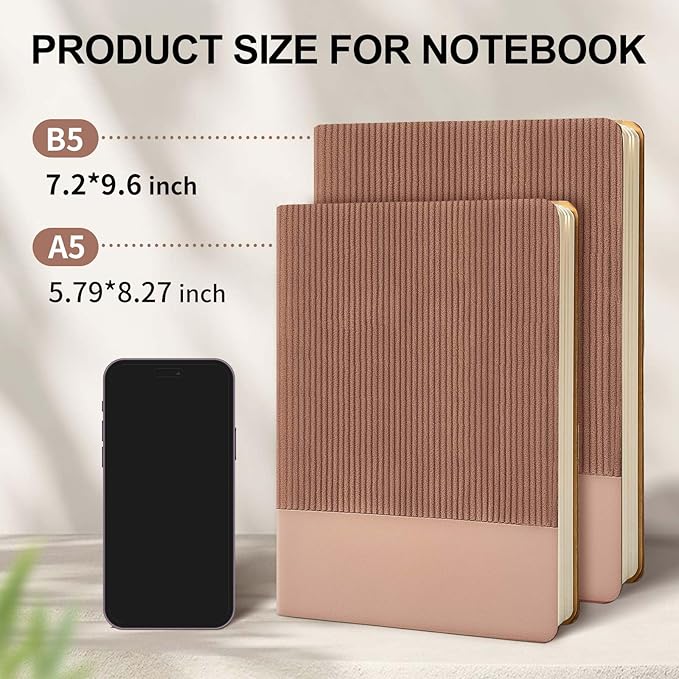 TSFPapier Lined Journal Notebook for Work College Ruled Note Book 7.2"x9.6" B5 PU Leather Daily Journaling 160 Pages for Women Men Writing Home School Supplies Business (Dark Pink)