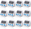 Weewooday 12 Pcs Digital Kitchen Magnetic Timer Bulk Classroom Count up Countdown Timer Large Digits Egg Loud Alarm Cute Desk Stopwatch for Teacher Kids Cooking Office(White,Stylish Style)