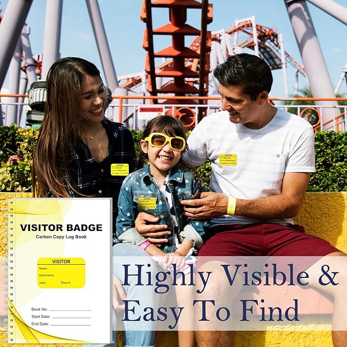 3 Pack of 900 Visitor Badges Stickers Visitor Log Book with Carbon Copy Visitor Pass Stickers with Carbonless Visitor Name Tags Guest Registry Log Book for School Business Church