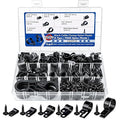 JORREP 322PCS Black Cable Clips R-Type Nylon Wire Clips Assortment Kit 6 Sizes 3/16" 1/4" 3/8" 1/2" 3/4" 1" Cable Clamps with M4 Screws for Wire Managemen, Office, Garage