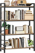 4 Tier Bookshelf 31.49" Width, Tall Book Shelf Storage and Organization, Wooden and Metal Industrial Bookcase, Large Book Shelves for Home Living Room Bedroom Office Storage(Light Coffee)