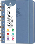 Clever Fox Password Book Spiral – Mini Internet Address & Password Organizer with Laminated Alphabetical Tabs – Small Password Keeper Journal – Hardcover, Pocket Size, 4.7x5.7” (Smoke Blue)