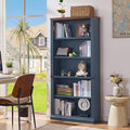 RWYHG 70" Blue Tall Bookshelf,5-Tier Thick Wooden Book Shelf with Adjustable Shelves,Free Standing Farmhouse Bookcase with Open Display Storage,Floor Vintage Bookshelves for Living Room,Office