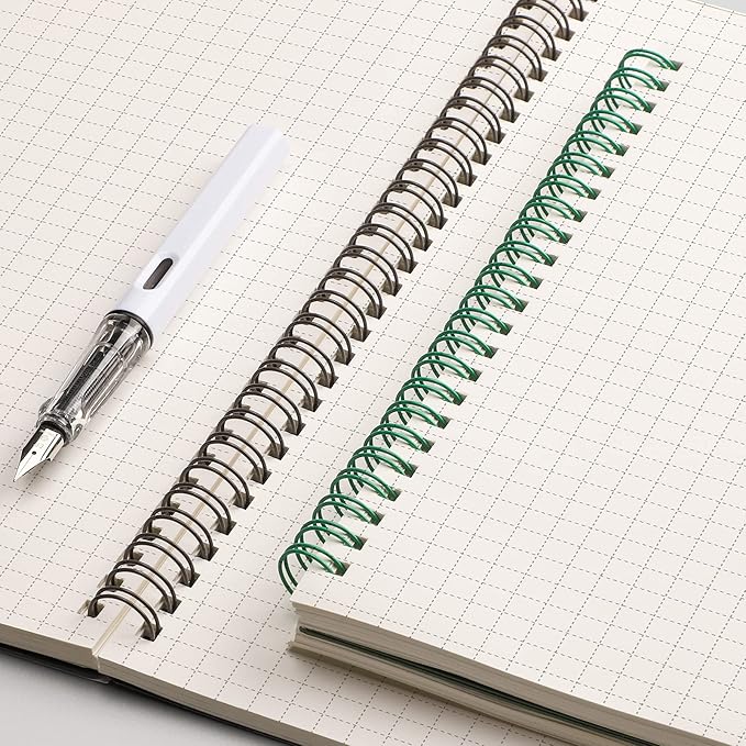 EMSHOI Graph Paper Spiral Notebook 7.48" x 10.15" - B5 Graph Paper Notebook, 2 Pack 320 Pages 100gsm Thick Grid Paper, Plastic Hardcover Journals for Writing Engineering Graphing Work School Supplies