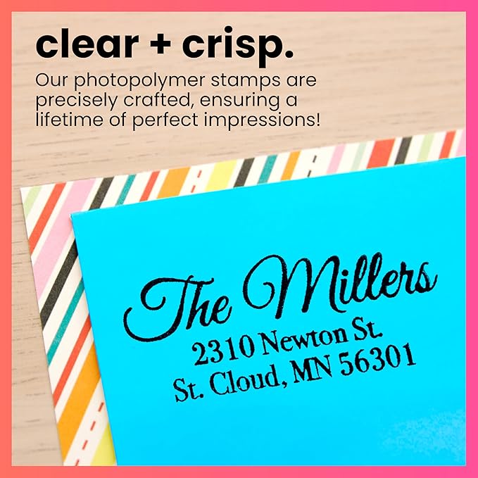 ExcelMark Personalized Return Address Stamp – Custom Self Inking Rubber Stamp (Medium, Great Vibes)
