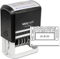 MaxMark Large Self-Inking Rubber Date Office Stamp with Approved Phrase & Date - Black Ink, 12-Year Band - Style 5