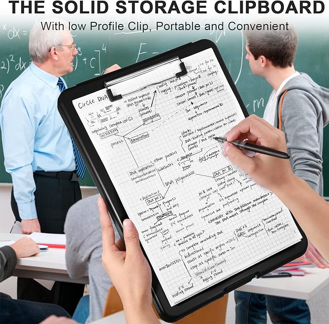 Mimorou 10 Pcs Clipboard with Storage,9.5 x 13.5 Inch Plastic Heavy Duty Foldable Clip Board with Pen Holder Low Profile Clipboard for Nurse Teacher Classroom Office Back to School Supplies