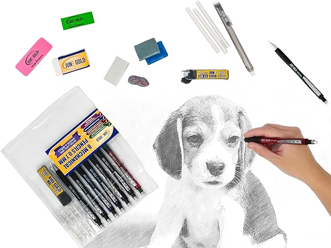 June Gold 820 Pieces, 0.3 mm 2B Lead Refills, 205 Pieces Per Dispenser, Extra Fine Thickness, Break Resistant Lead/Graphite (Pack of 4 Dispensers)