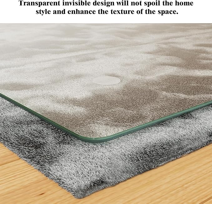 Koonmi Tempered Glass Chair Mat for Hardwood Floors & Carpets, 46" x 46“ Transparent Heavy Duty Office Floor Protector with Noise-Free Gliding Shatterproof for Home Office Desk