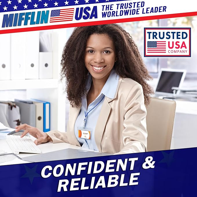 Mifflin-USA Horizontal ID Name Badge Holder (Clear, 3.5x2.25 Inches, 10 Pack), Waterproof and Resealable Plastic Card Holders