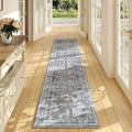 Rugcomf Long Hallway Runner Rug 2'7"x14' - Vintage Washable Non Slip Runner Rug, Boho Carpet for Hallways, Kitchen, Entryway, Hall, Bathroom - Grey